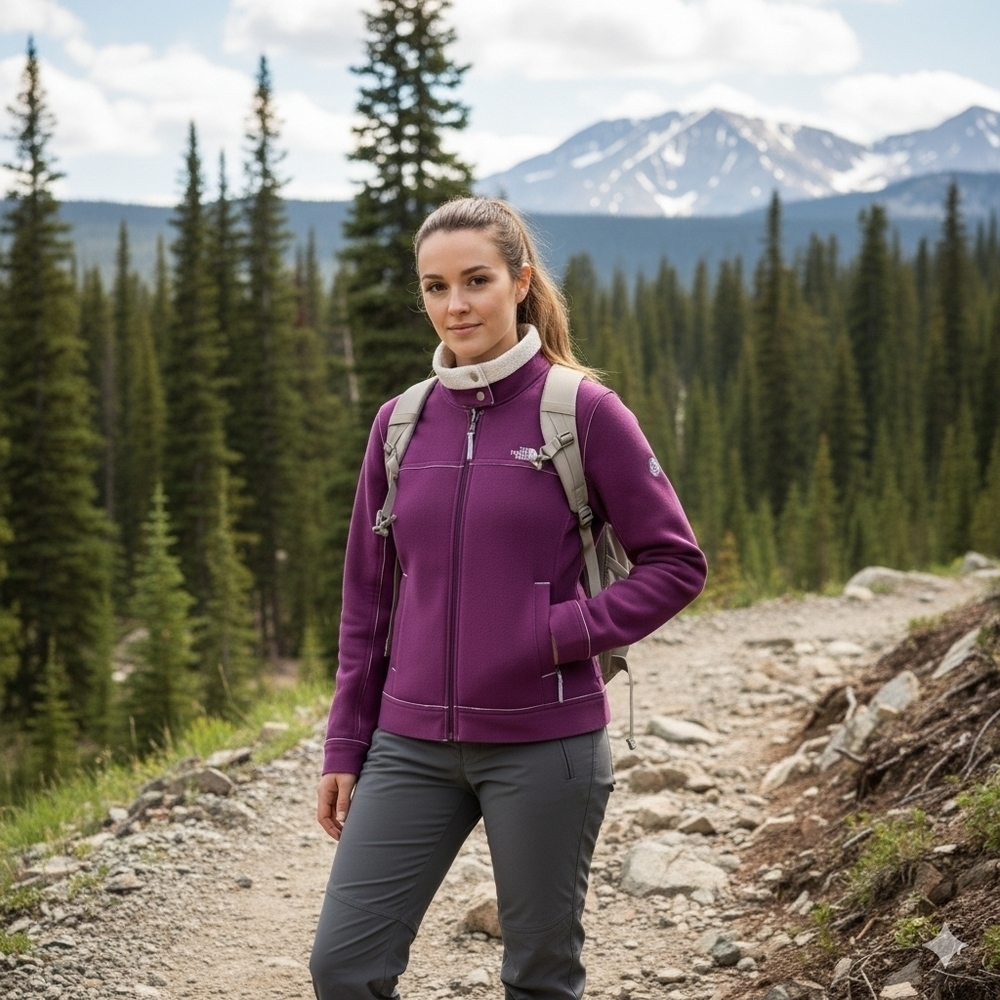 The North Face Sherpa Lined Full-Zip Fleece Jacket Purple/Burgundy Size M